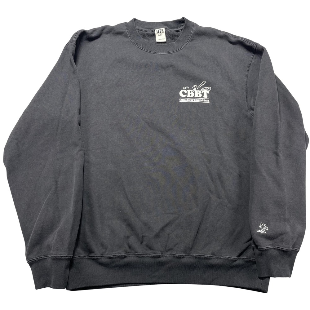 Uniqlo UT Peanuts Sweatshirt Mens Small Black Snoopy Woodstock Graphic Pullover
